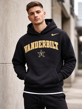 Nike Vanderbilt Hoodie Black Gold Men’s Large NCAA College Pullover